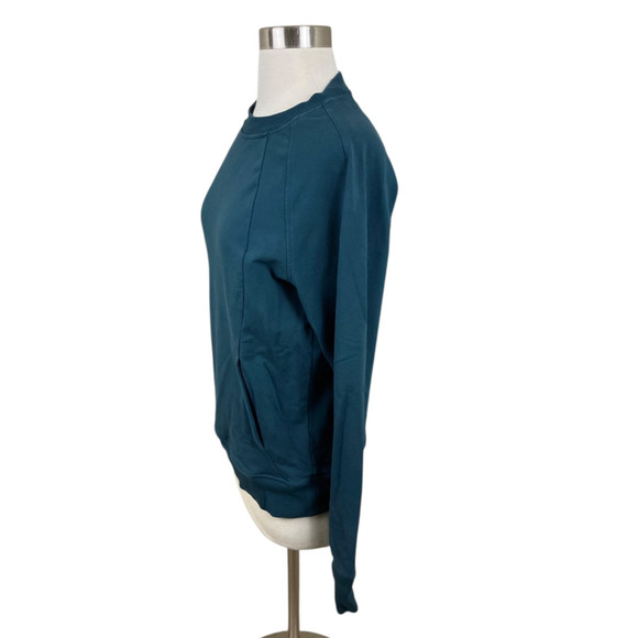 Lululemon Scruba Crew Neck Sweatshirt Teal Blue Pullover 6 Stretch French Terry - Picture 2 of 4